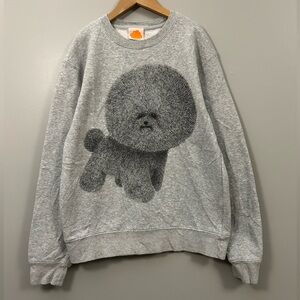 Supersuperficial Gray Graphic Crew Neck Sweater Dog Blowout Crewneck XS